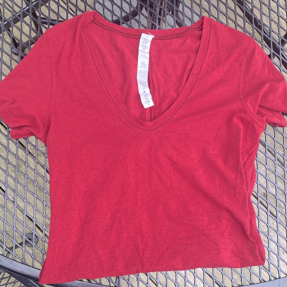 Lululemon Athletica Red Scoop Neck Tee